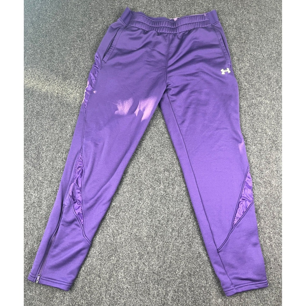 Under Armour Purple Tapered Joggers Ankle Zip Athletic Pants Mens Medium Loose